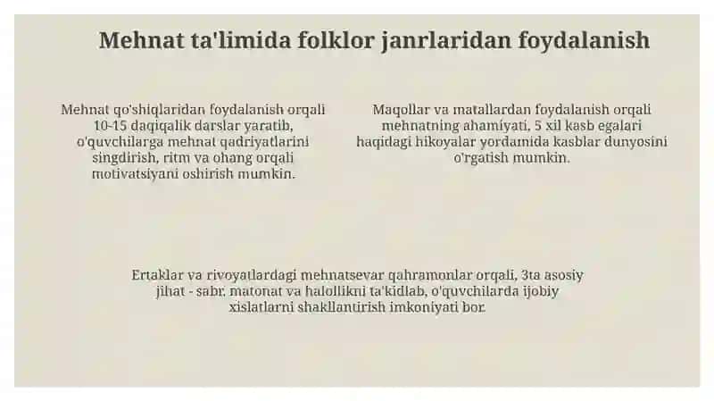 Mehnat tarbiyasida xalq og'zaki ijodidan foydalanish 4