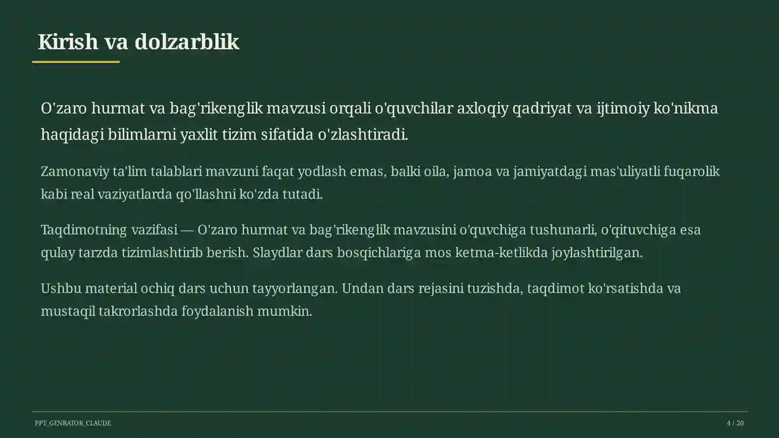 O'zaro hurmat va bag'rikenglik (7-sinf) 4
