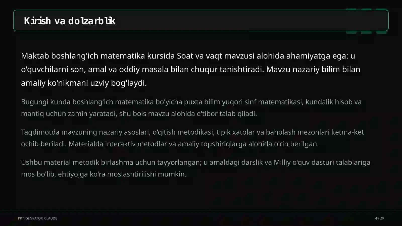Soat va vaqt (1-sinf) 4