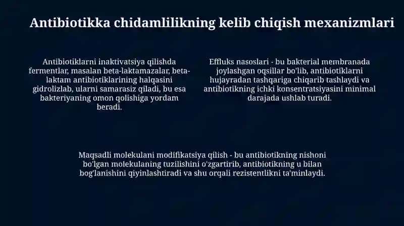 Antibiotiklarga chidamlilikning mexanizmlari 4
