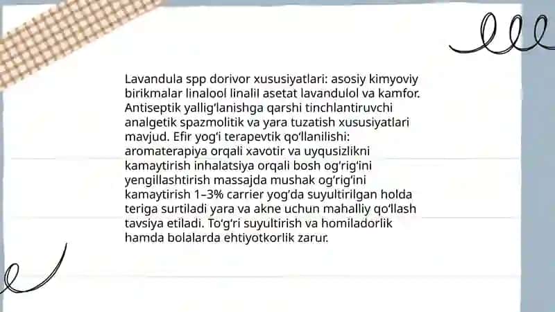 Labguldoshlar va ranoguldoshlar oilasiga mansub dorivor oʻsimliklar 4