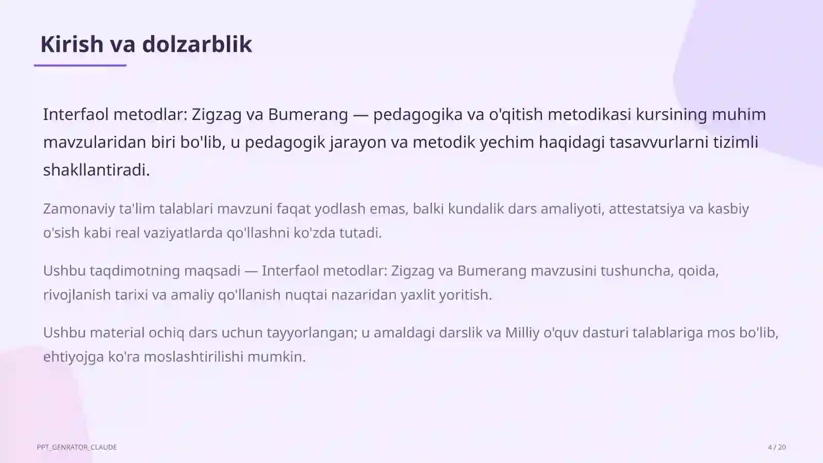 Interfaol metodlar: Zigzag va Bumerang 4