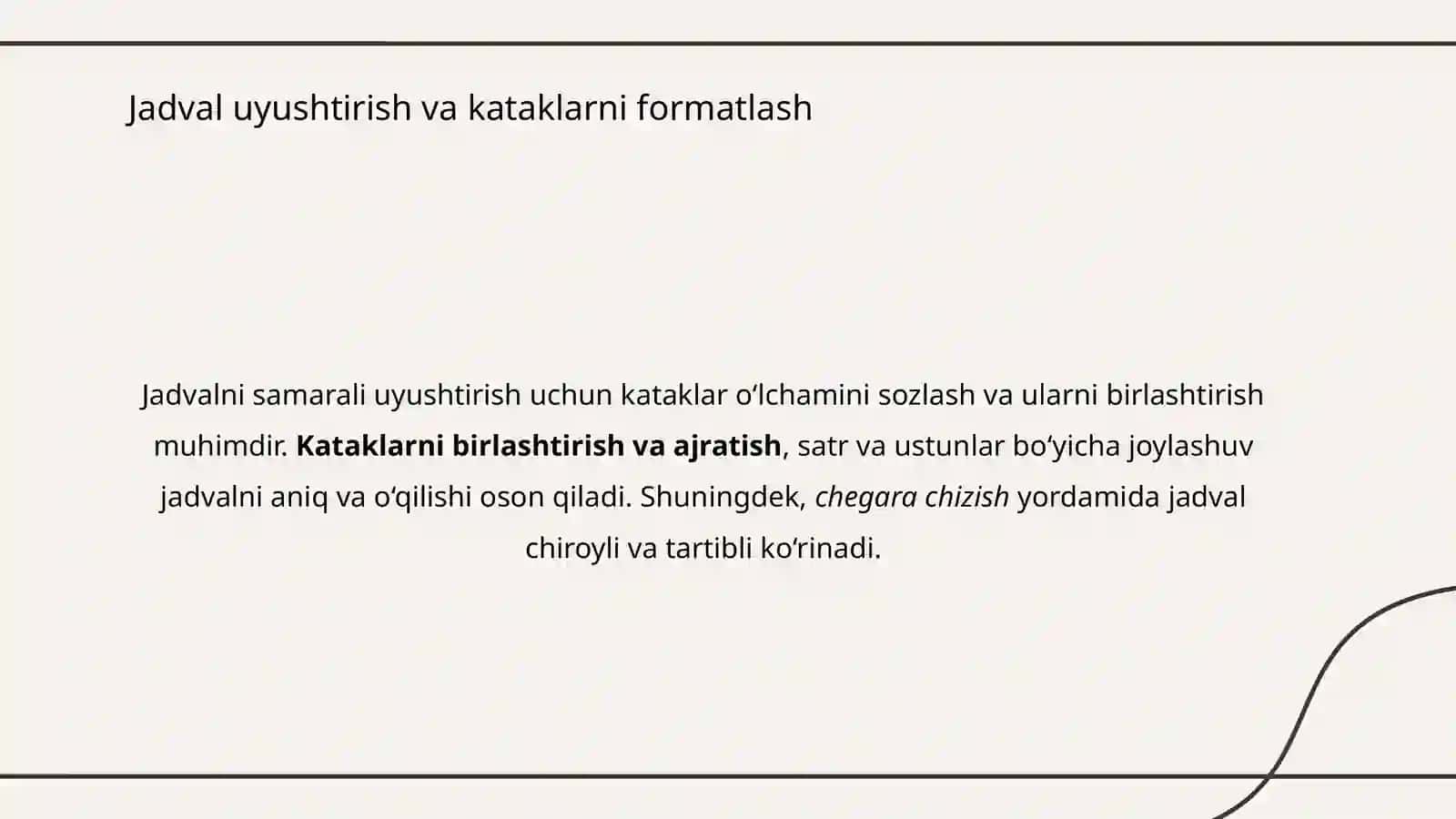 Jadval Formatlash 4