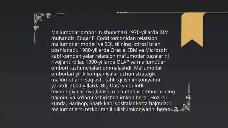 Maʼlumotlar ombori haqida umumiy maʼlumotlar 4