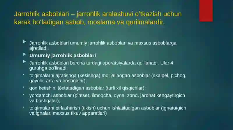 Zamonaviy xirurgik asboblar. Dezenfeksiya asosiy kimyoviy vositalar 4