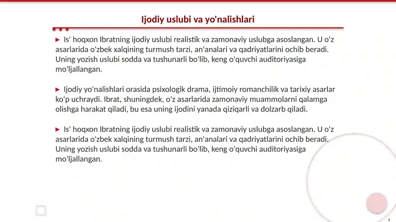 Is' hoqxon Ibrat ijodiy faoliyati 4