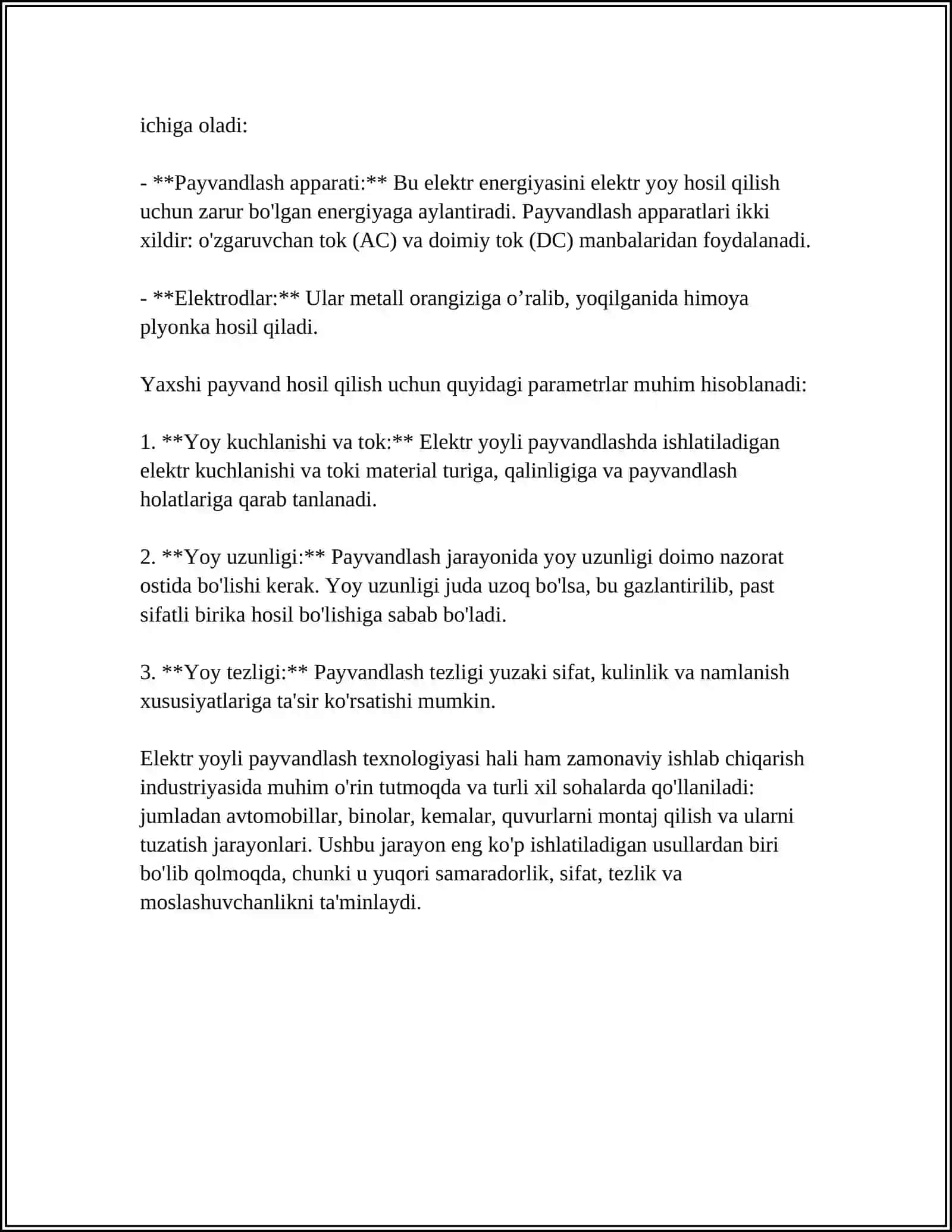 METALLARNI ELEKTR YOY YORDAMIDA PAYVANDLASH, FLYUS OSTIDA AVTOMATIK PAYVANDLASH 4