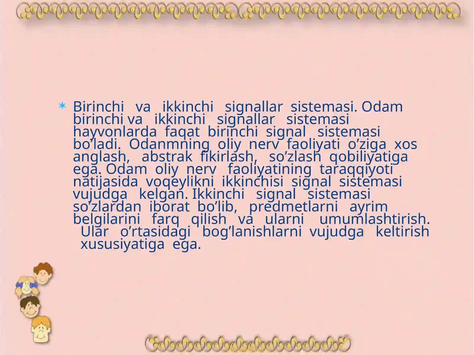 Oliy nerv faoliyati.Xotira xususiyatlarini aniqlash.Oliy nerv faoliayti tipini aniqlash. 4