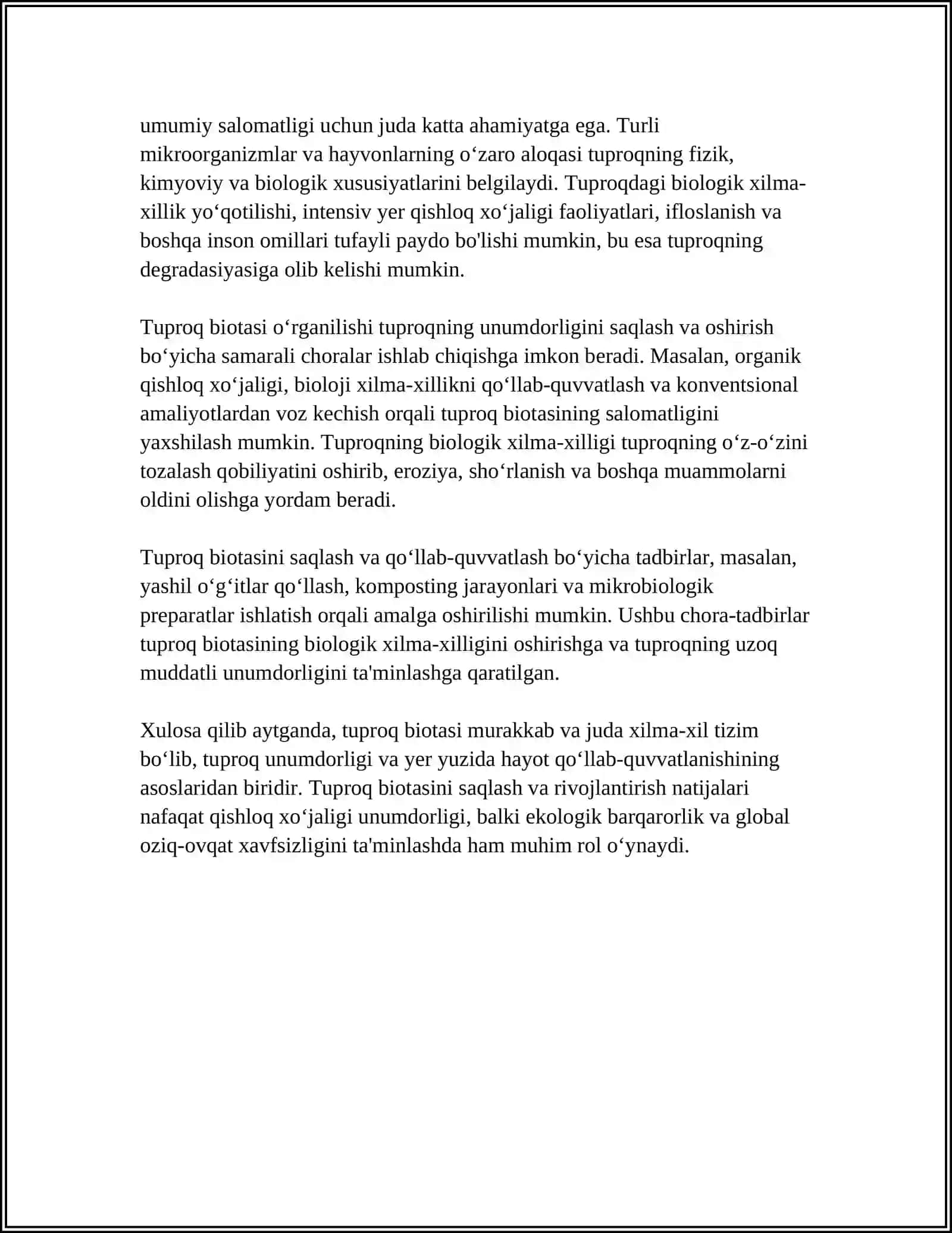 Tuproq biotasi va uning qishloq xo'jaligi ekinalri rivojlarishidagi ahamiyati 4