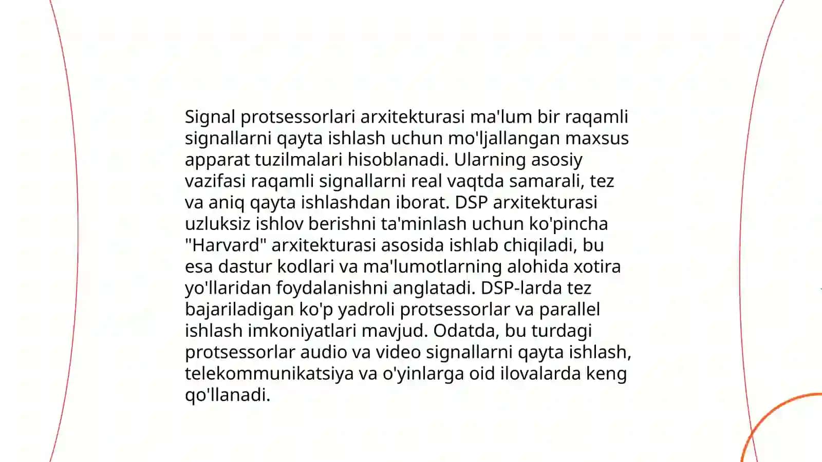 Signal protsessorlari tuzilishi, qurilmalari va ishlash tartibi 4