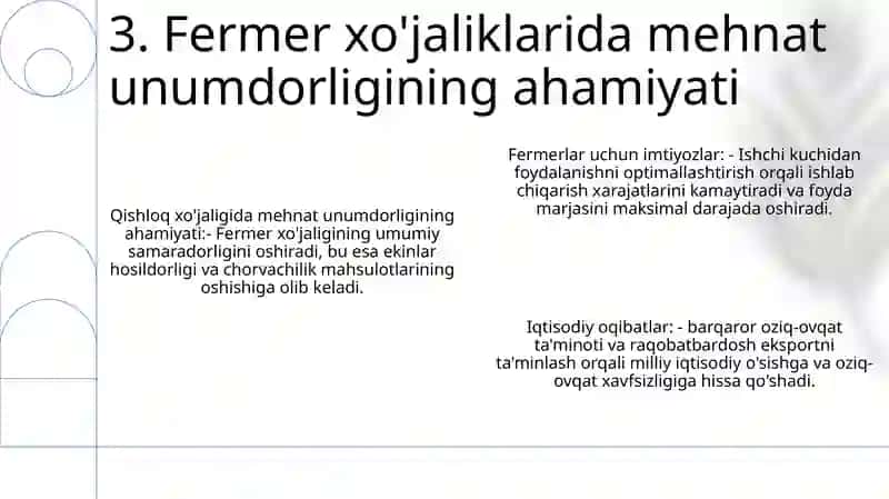 Fermer Xo'jaliklarida Mehnat Unumdorligi 4