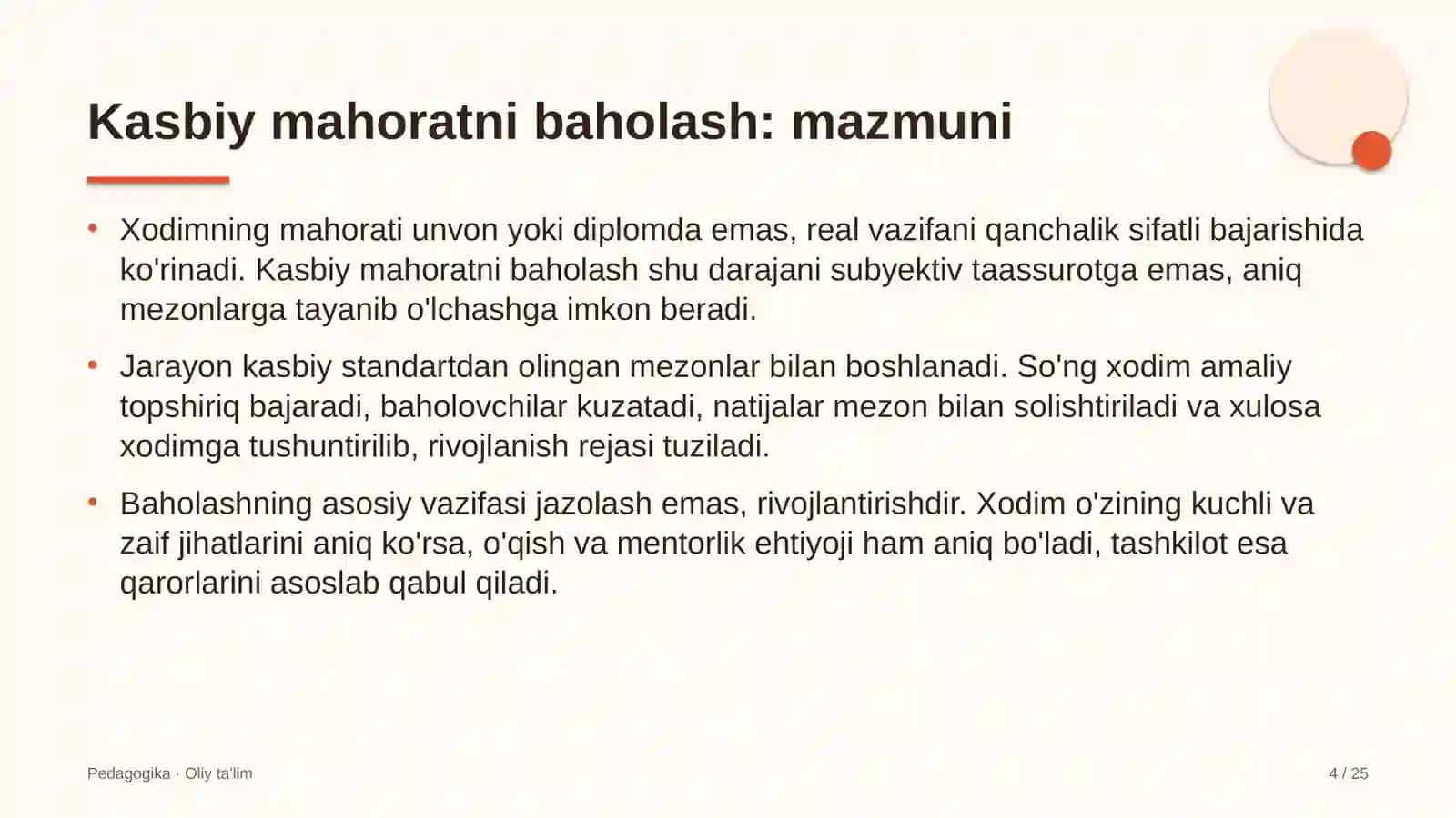 Kasbiy mahoratni baholash: mohiyati 4