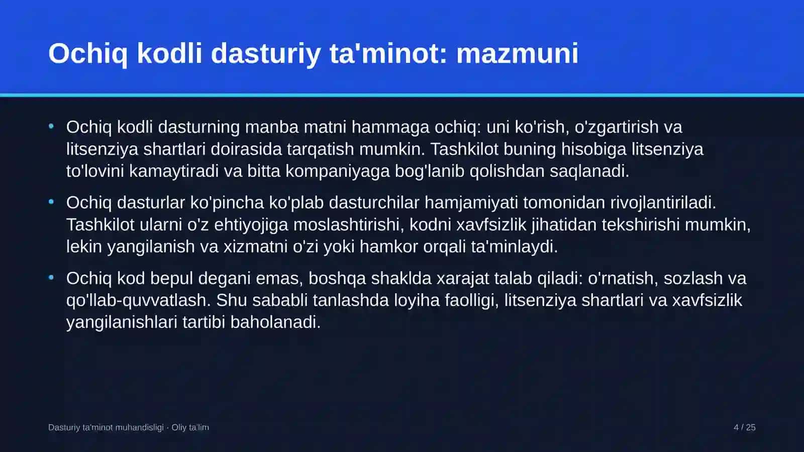 Dasturiy ta'minotni testlash sohasida ochiq kodli dasturiy ta'minotdan foydalanish 4