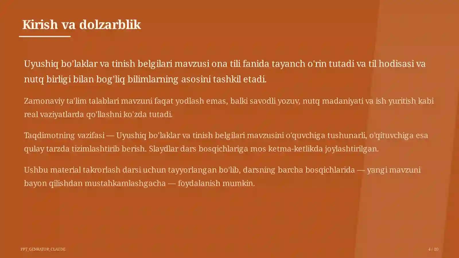 Uyushiq bo'laklar va tinish belgilari (8-sinf) 4
