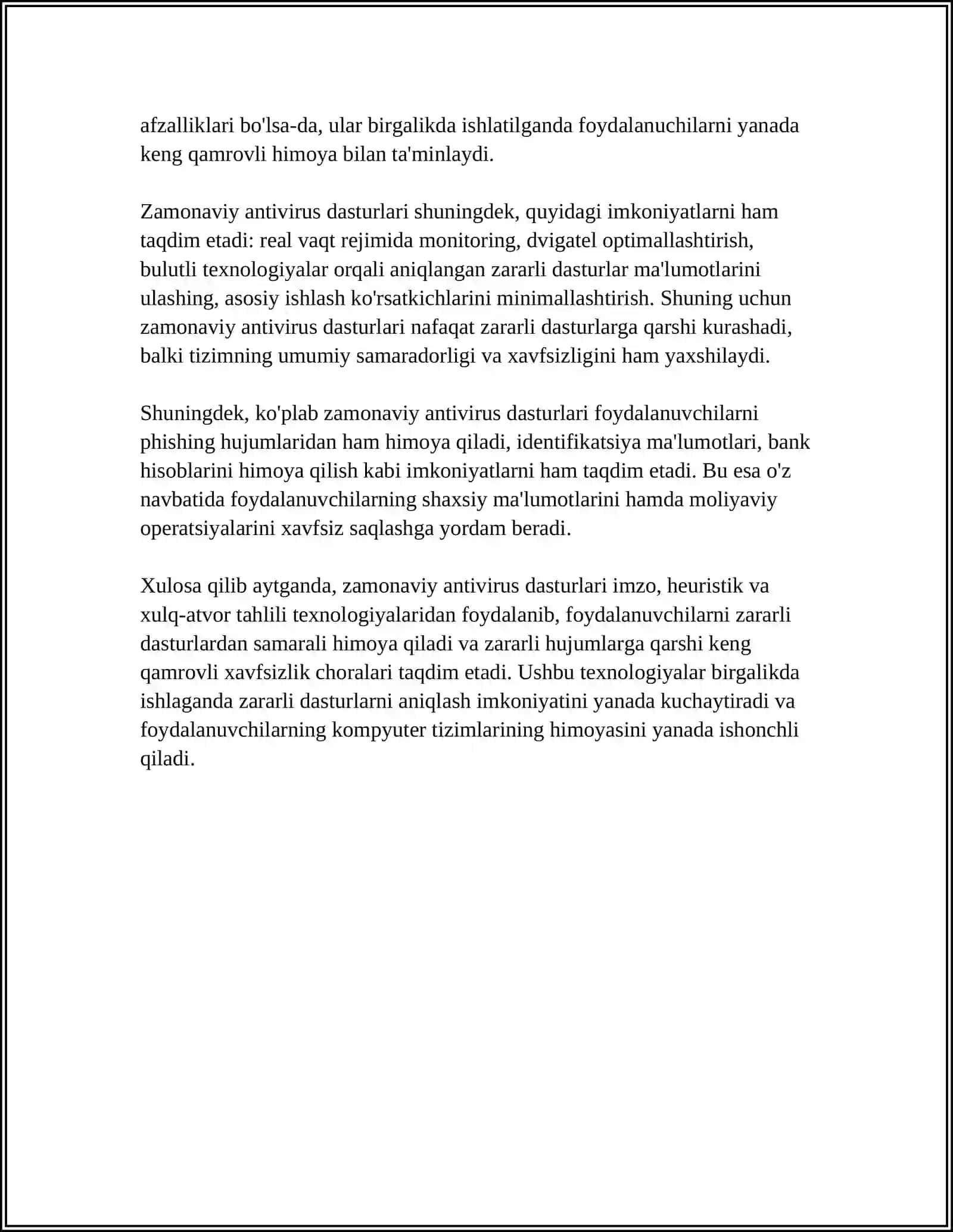ZAMONAVIY ANTIVIRUS DASTURIY VOSITALARI VA ULARNING IMKONIYATLARI 4