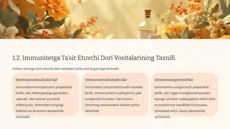 Immun Tizimiga Ta’sir Etuvchi Dori Vositalari va Vitaminlar 4