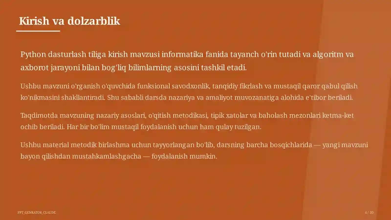 Informatika va axborot texnologiyalari (5–11) — metodik birlashma uchun 4