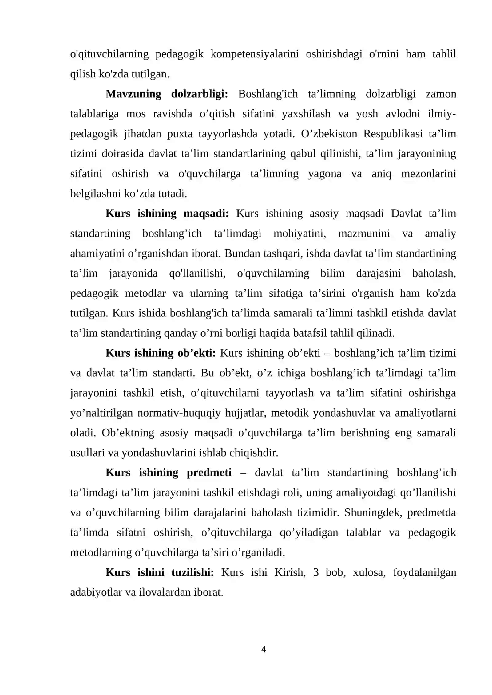 Davlat ta’lim standarti ( Boshlang’ich ta’lim )ning mohiyati va mazmuni 4