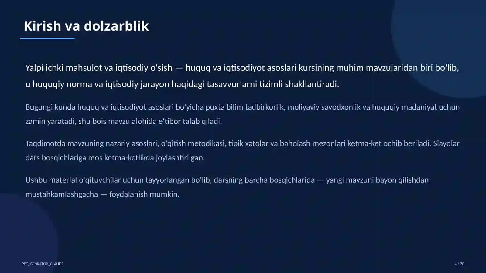 Huquq va iqtisodiyot asoslari 4