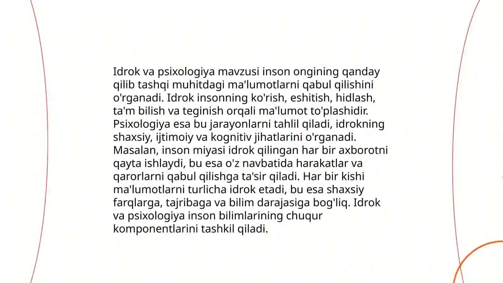 Idrok haqida tushuncha vauning xususiyatlari 4
