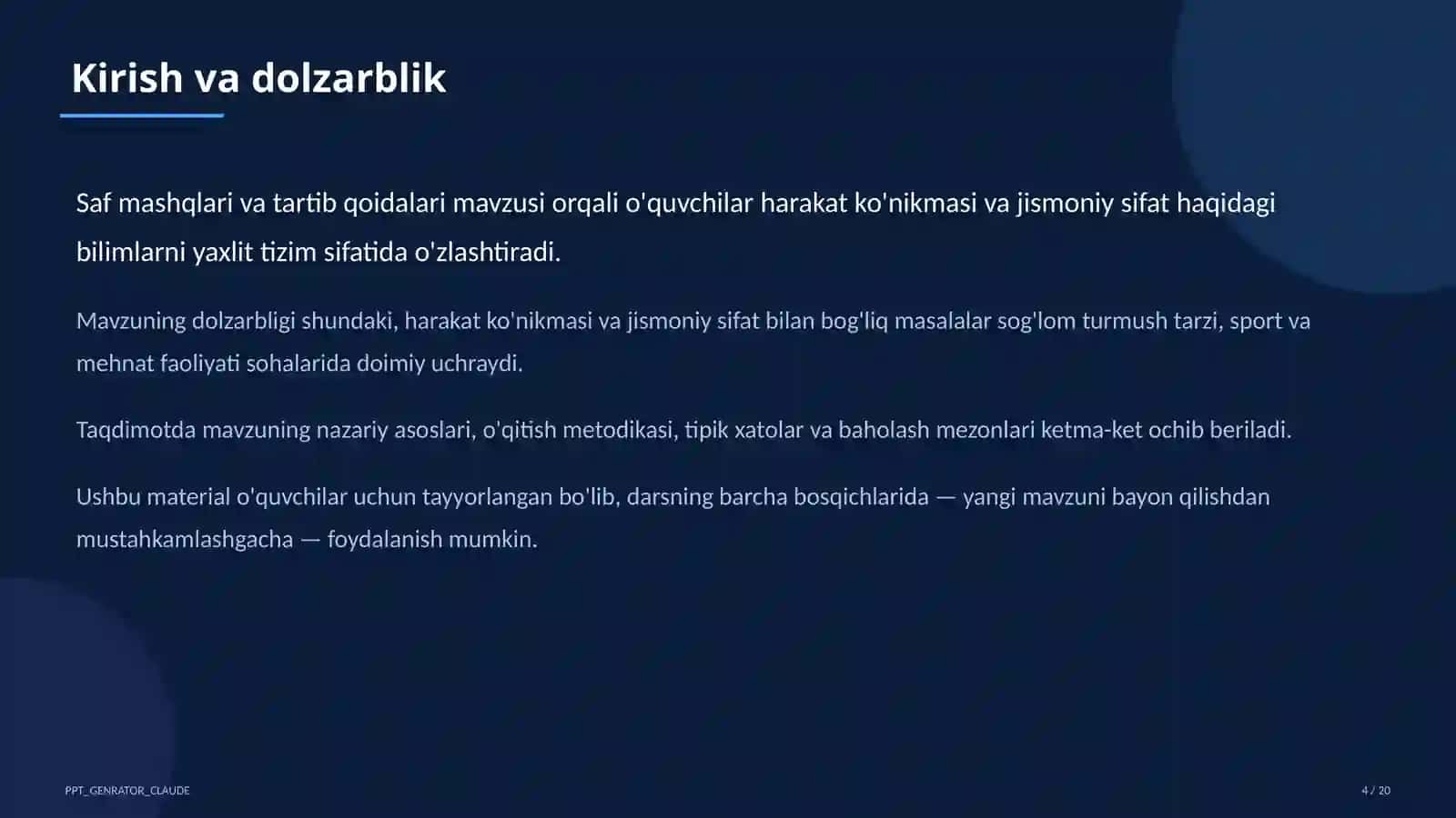 Saf mashqlari va tartib qoidalari (1-sinf) 4