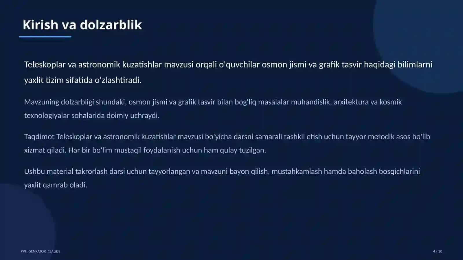 Teleskoplar va astronomik kuzatishlar (10-sinf) 4