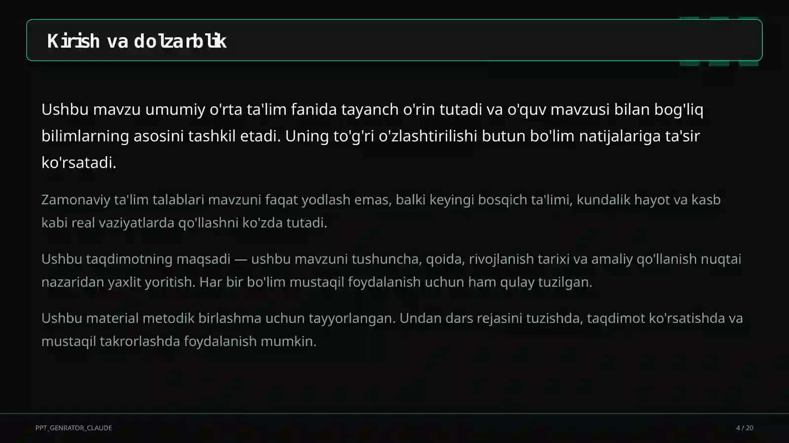 Sun'iy intellekt yordamchisi bilan dars ishlanmasi tuzish (2026) 4