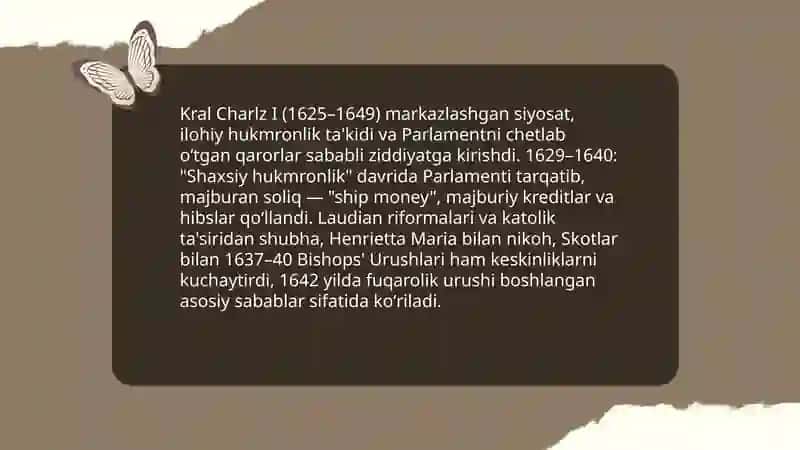 XVII asrda Angliya va burjua inqilobini oʻrganish 4