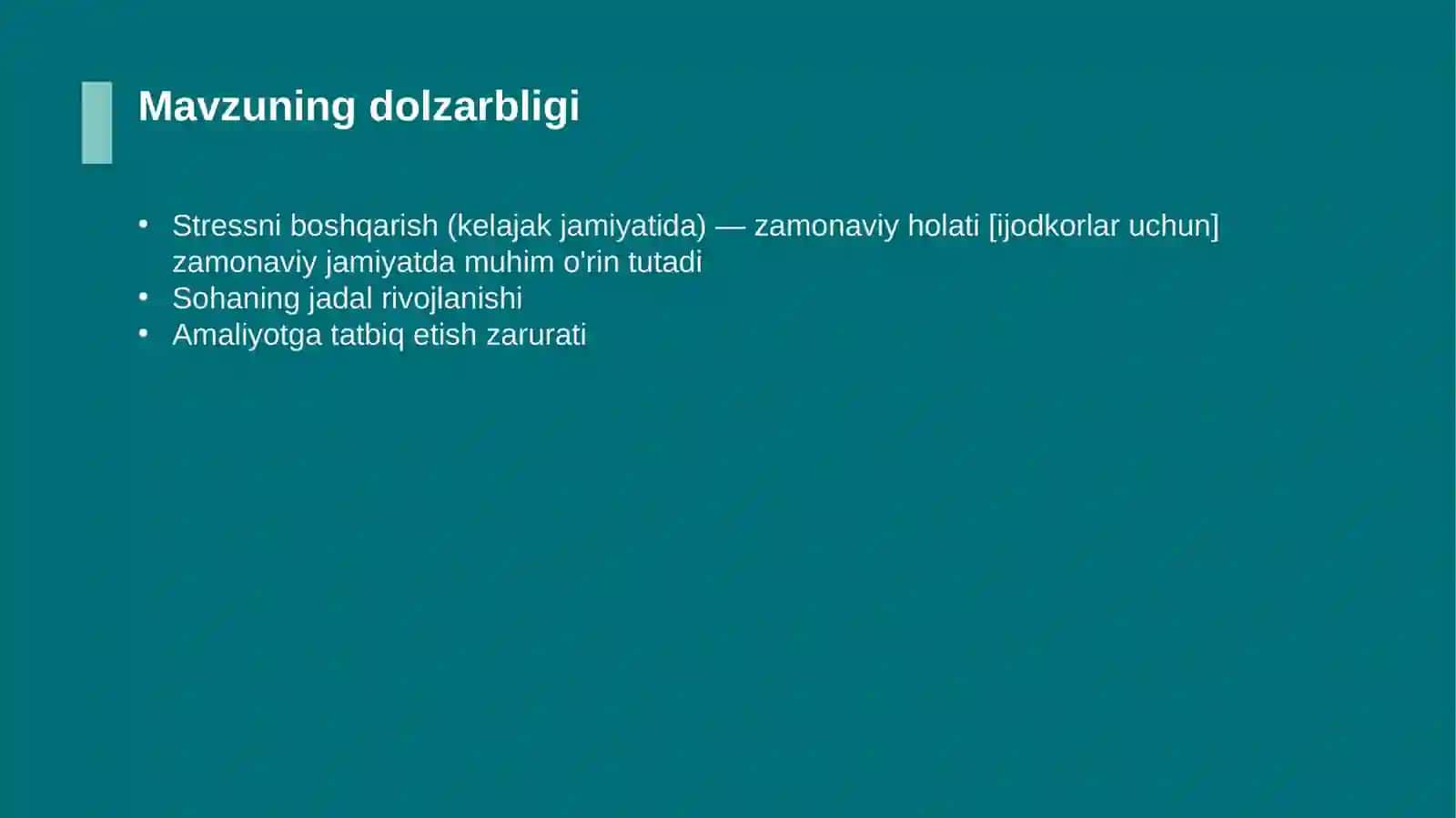 Stressni boshqarish (kelajak jamiyatida) — zamonaviy holati [ijodkorlar uchun] 4