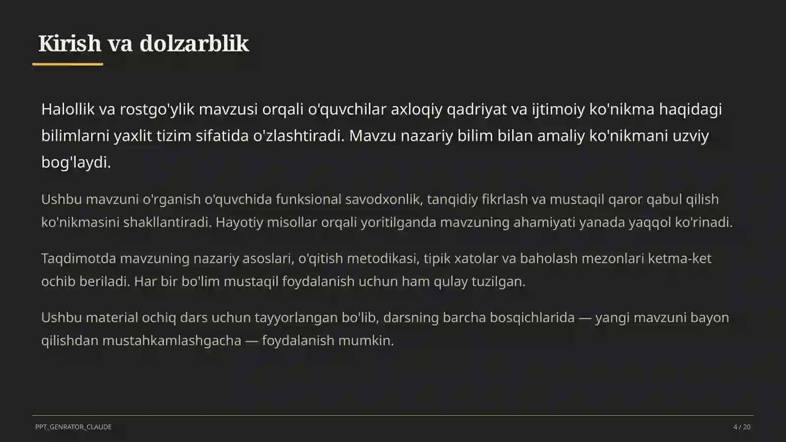 Halollik va rostgo'ylik (2-sinf) 4