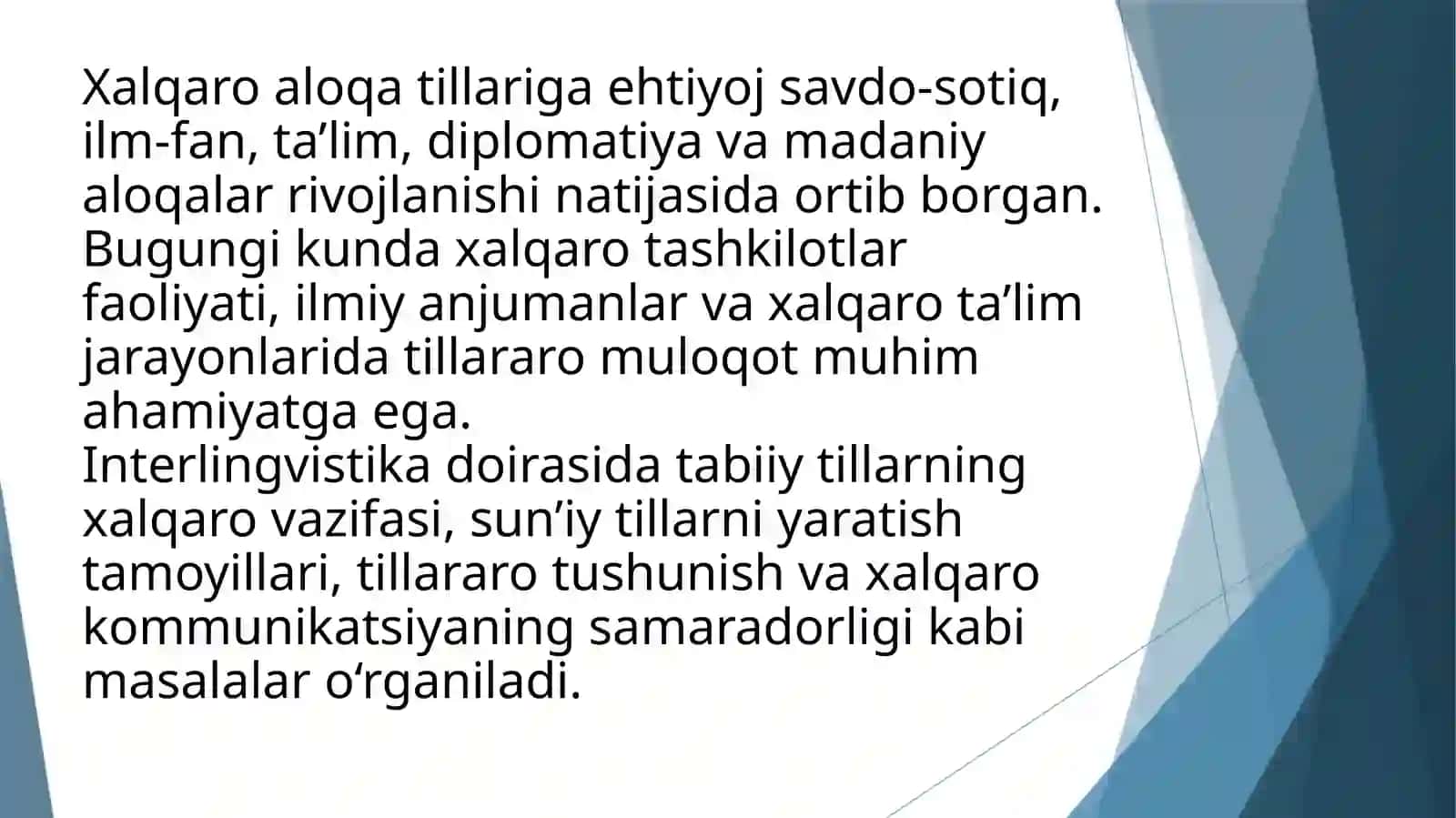 Interlingvistika. Xalqaro tabiiy va xalqaro sun’iy tillar 4