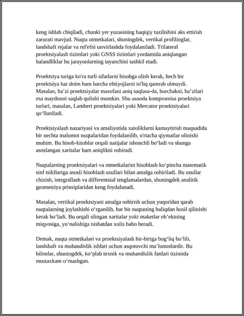 NUQTA OTMETKALARI BILAN PROEKSIYALASH 4