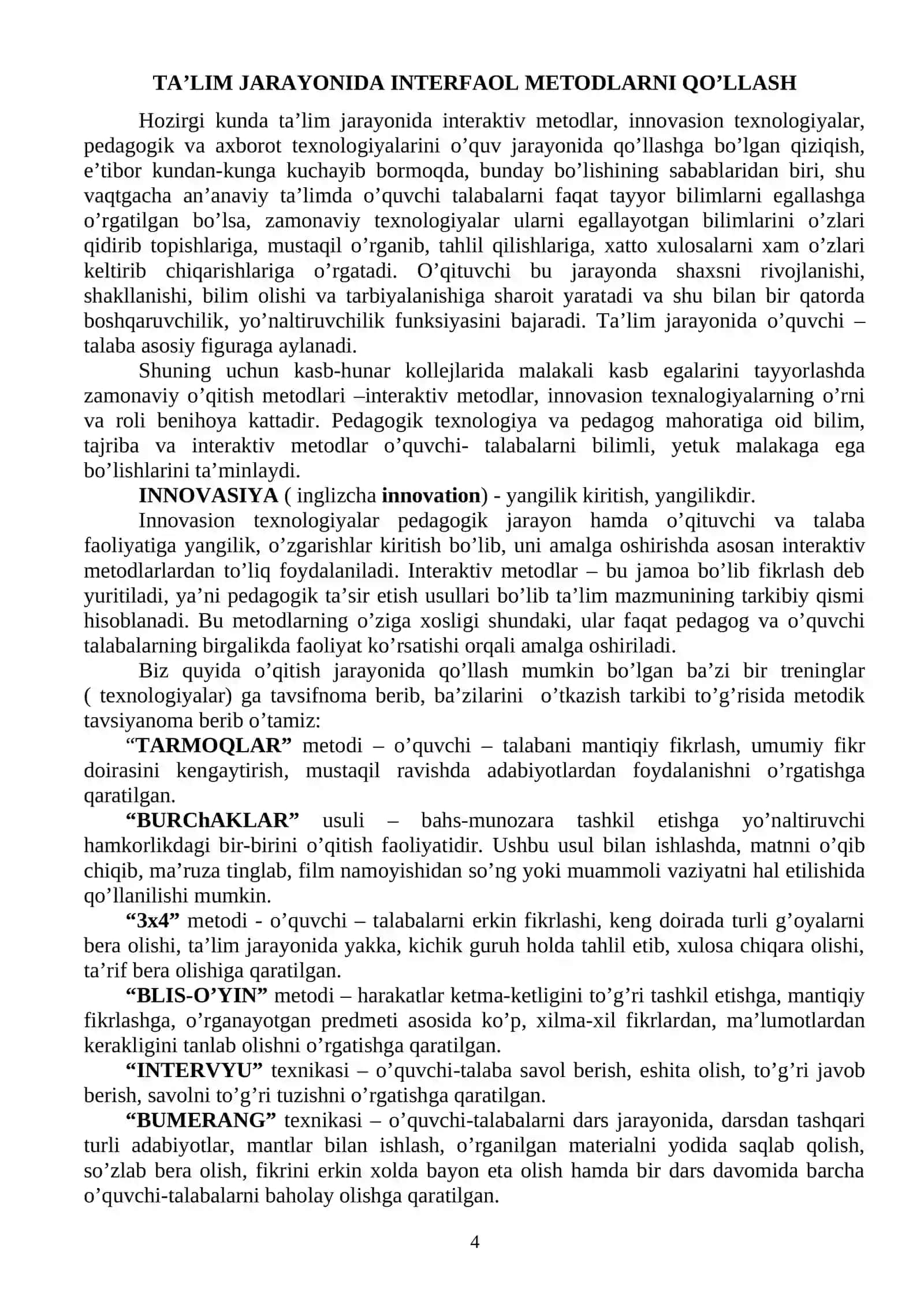Ta’lim jarayonida interfaol metodlarni qo’llash 4