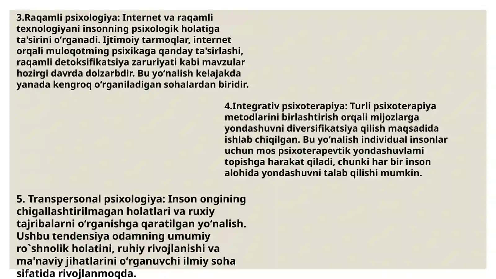 psixologiyaning zamonaviy tendensiyalari 4