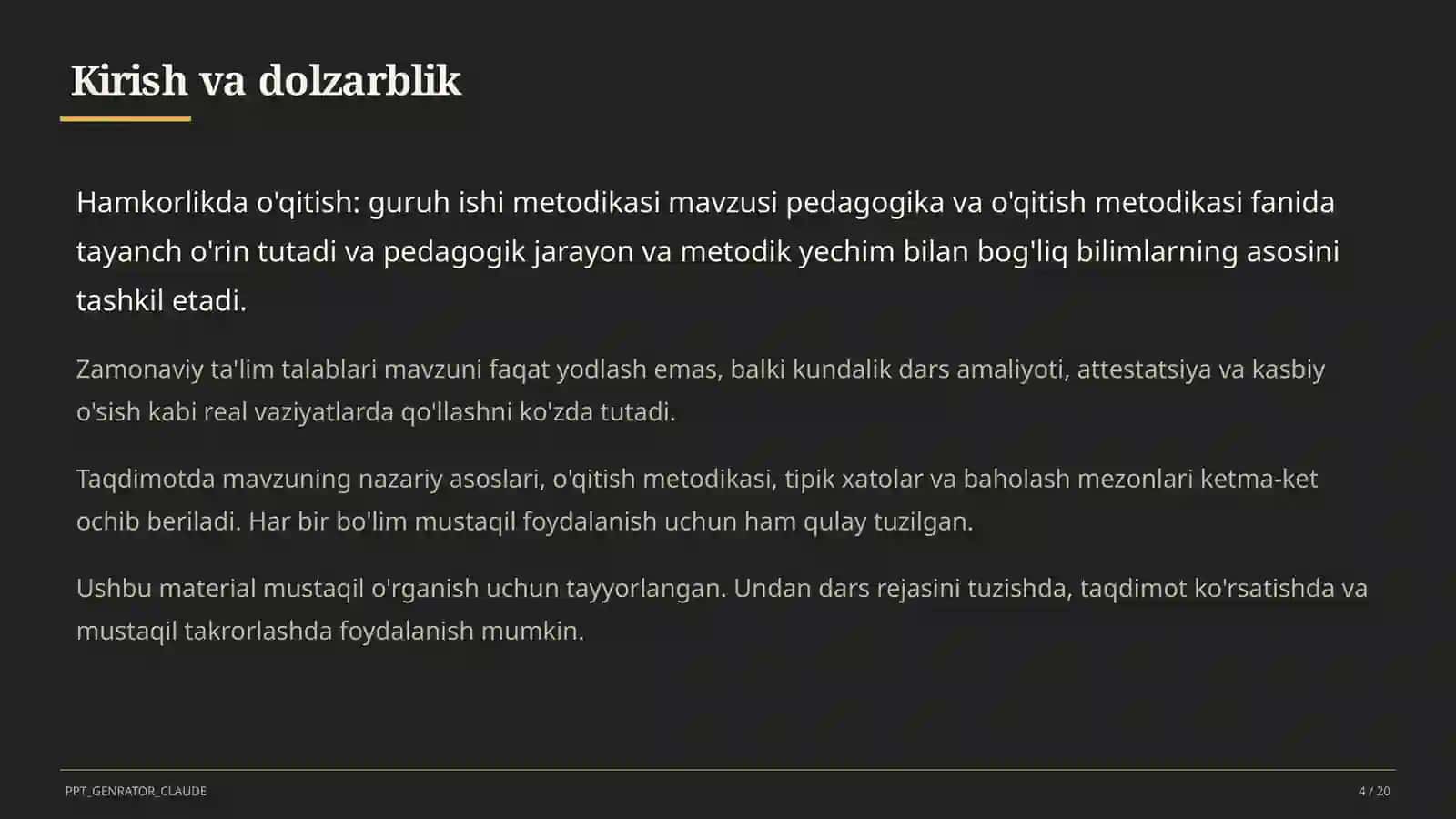 Hamkorlikda o'qitish: guruh ishi metodikasi 4
