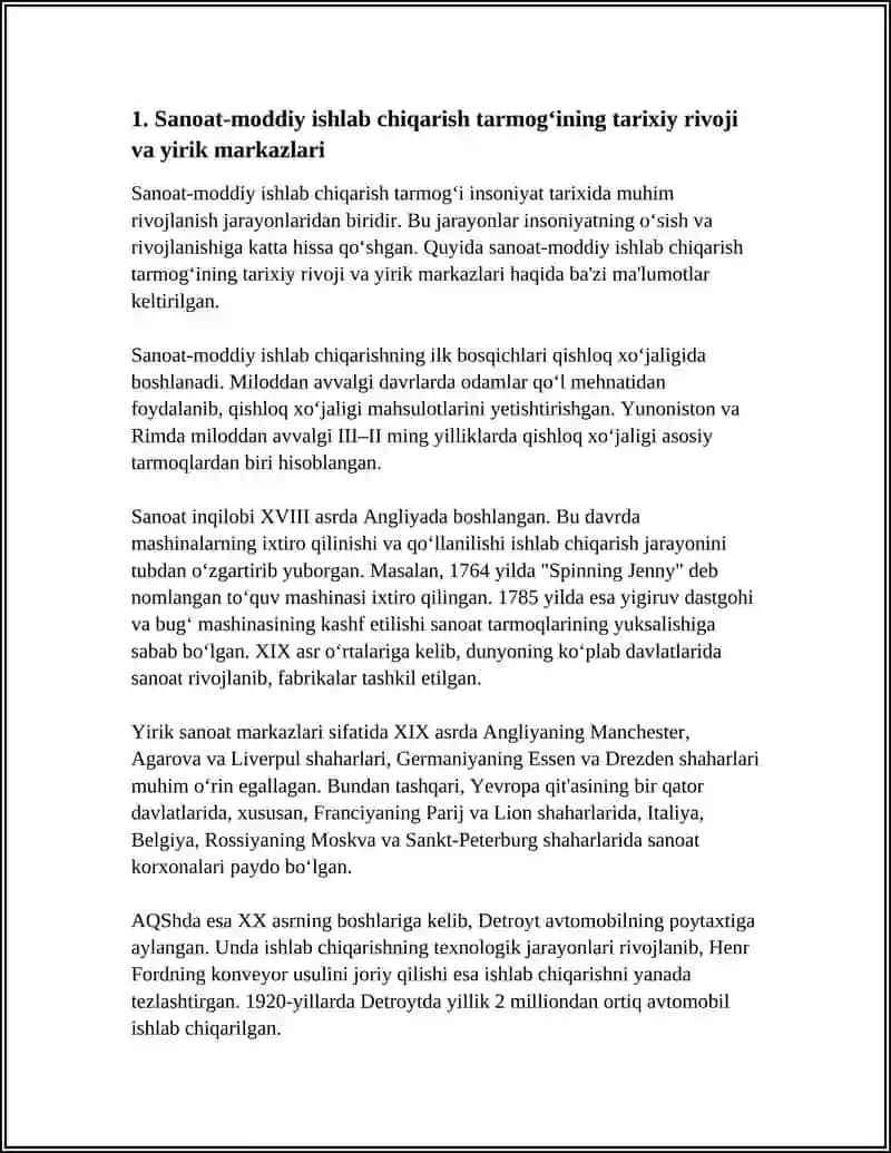 SANOAT-MODDIY ISHLAB CHIQARISHNING ENG YIRIK YETAKCHI TARMOGI 4