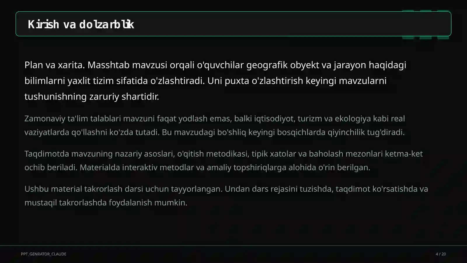 Plan va xarita. Masshtab (5-sinf) 4