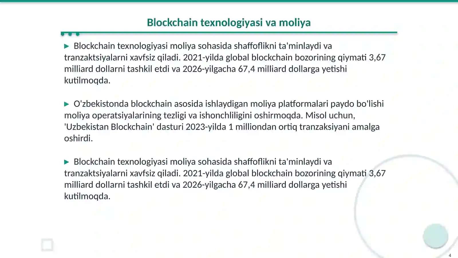 Moliya bozorlarida raqamli texnologiyalarni joriy etish 4