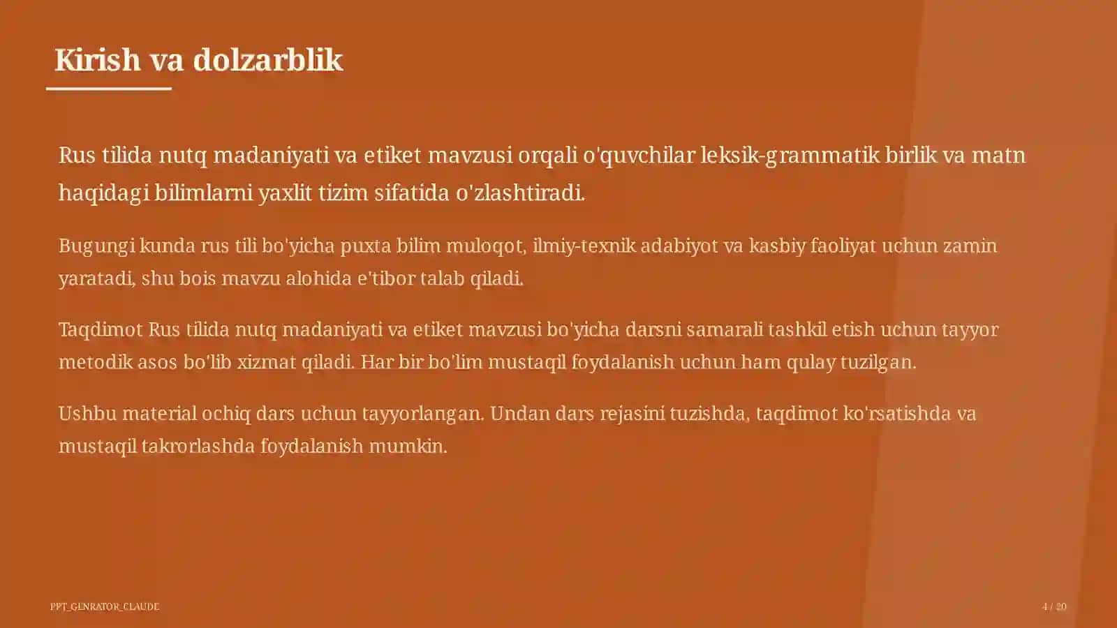 Rus tilida nutq madaniyati va etiket (11-sinf) 4