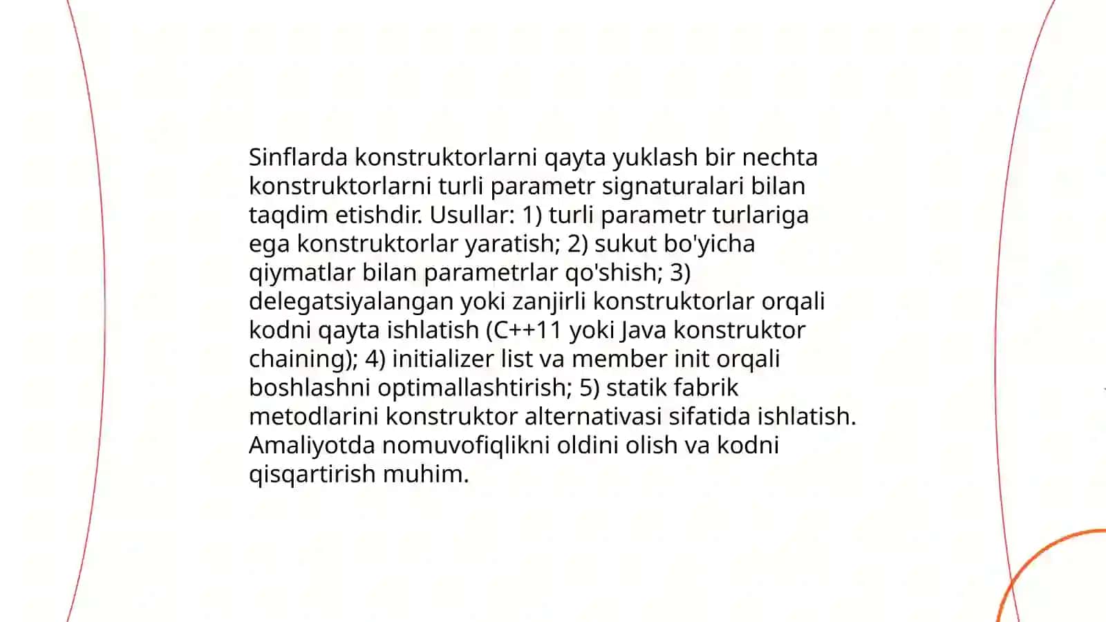 Sinflarni yaratishda funksiyalarni qayta yuklash mexanizmdan unimli foydalanish 4