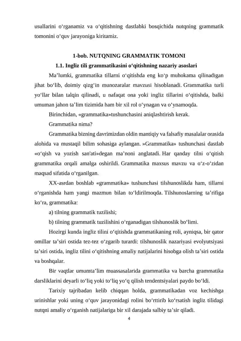 INGLIZ TILIDA GRAMMATIKANI MUKAMMAL O‘QITISHNING XUSUSIYATLARI 4