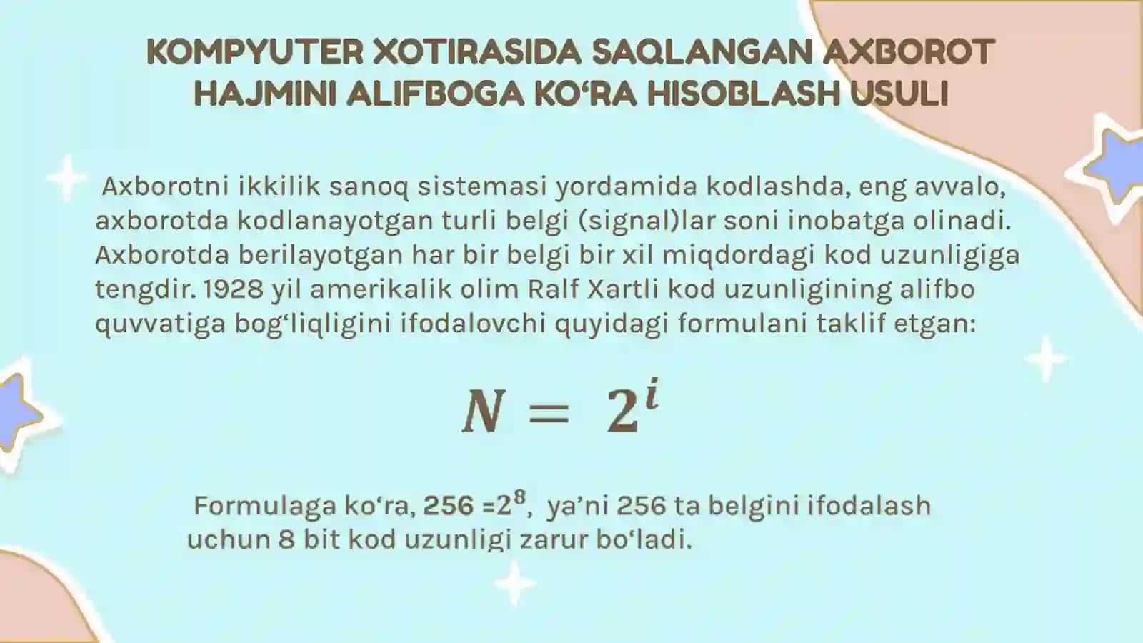 AXBOROT HAJMINI O'LCHASH 4