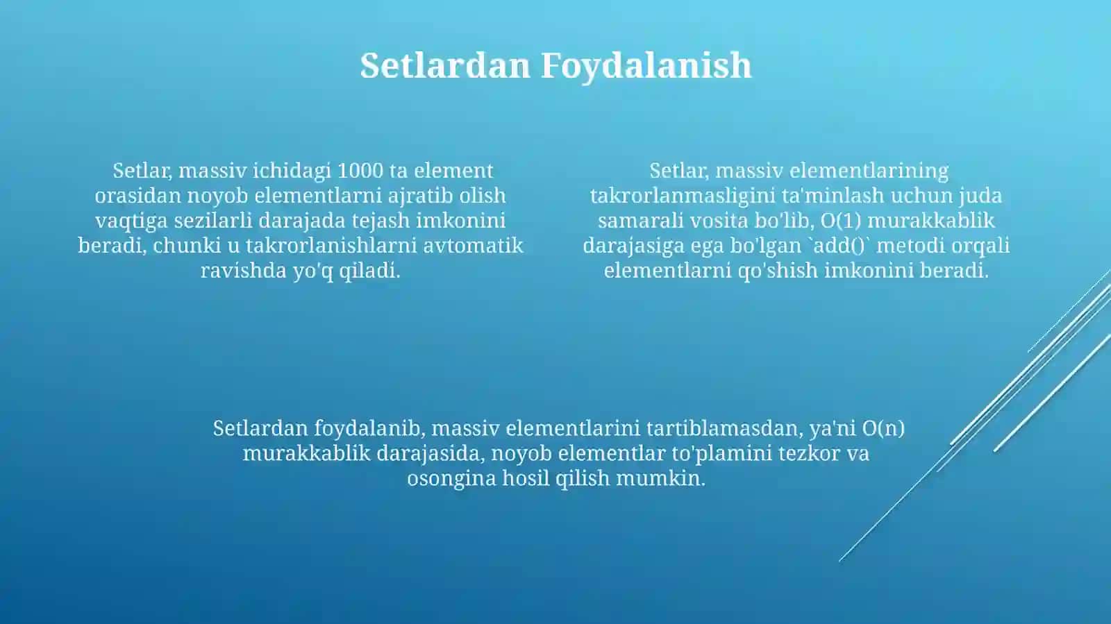 Yagona Elementlarni Ajratib Olish 4
