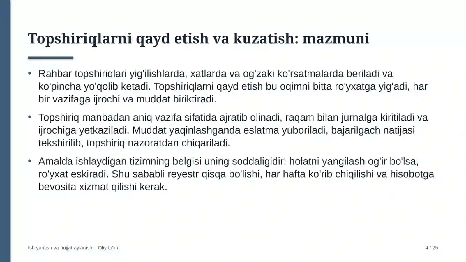 suv xo'jaligida topshiriqlarni qayd etish va ijrosini kuzatish 3574 4