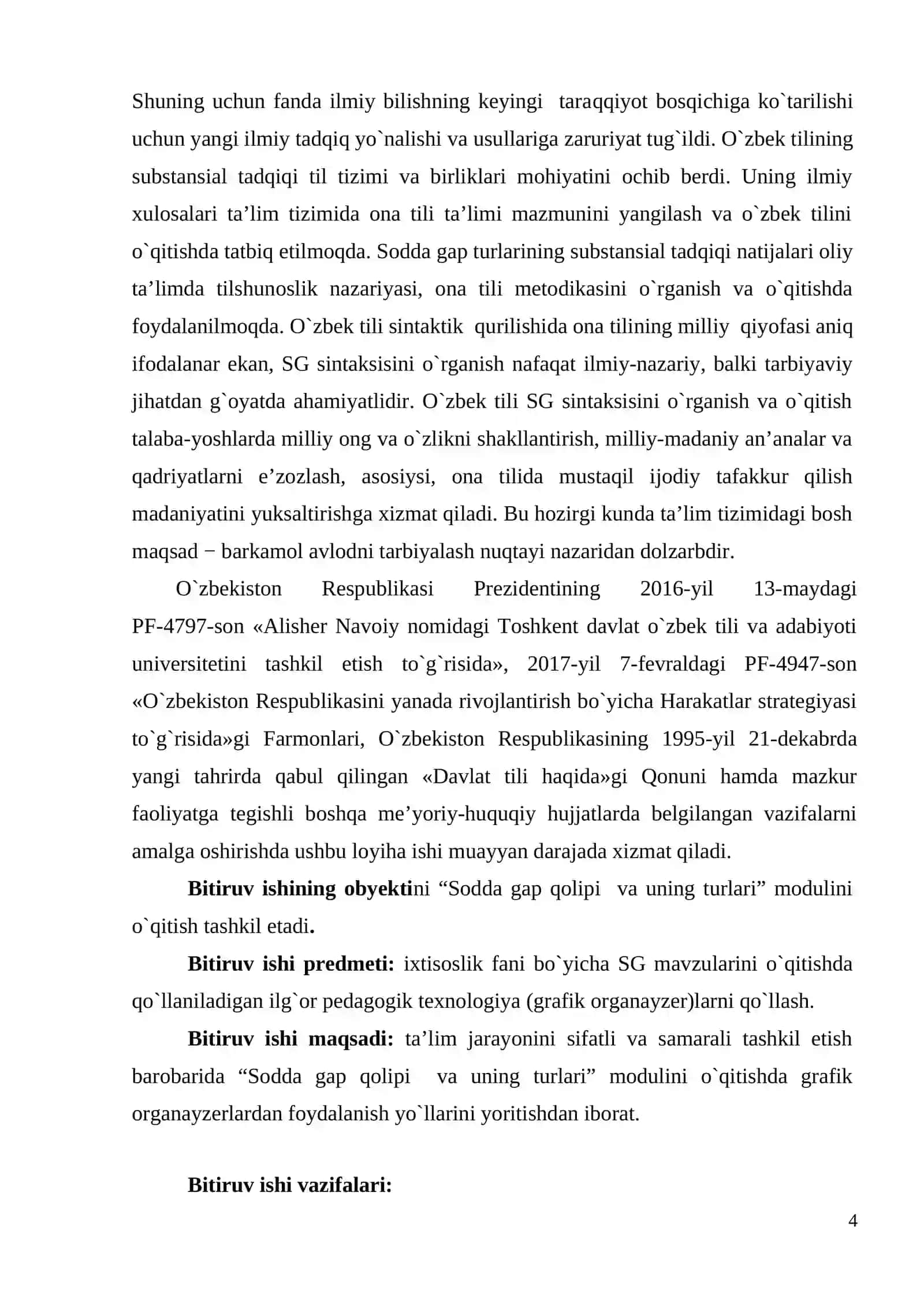 “Sоddа gаp qоlipi vа uning turlаri” mоdulini o`qitishdа grаfik оrgаnаyzerlаrdаn fоydаlаnish 4