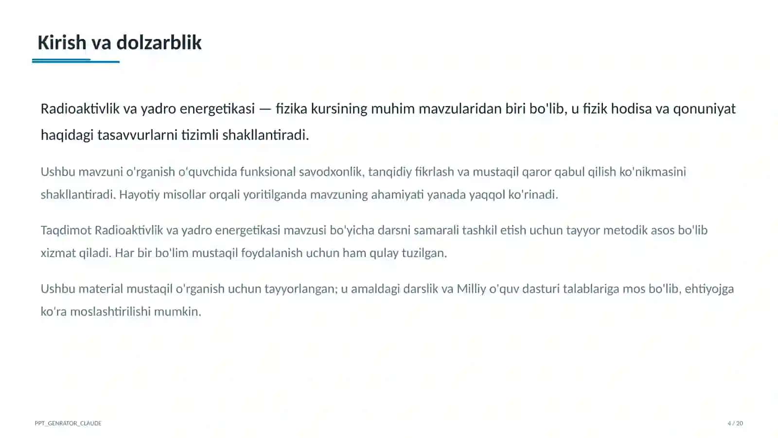 Radioaktivlik va yadro energetikasi (11-sinf) 4