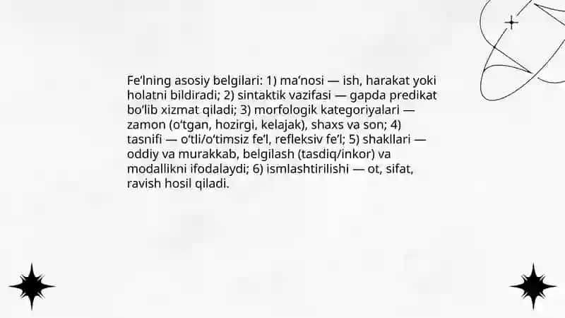 Feʼl haqida maʼlumot 4