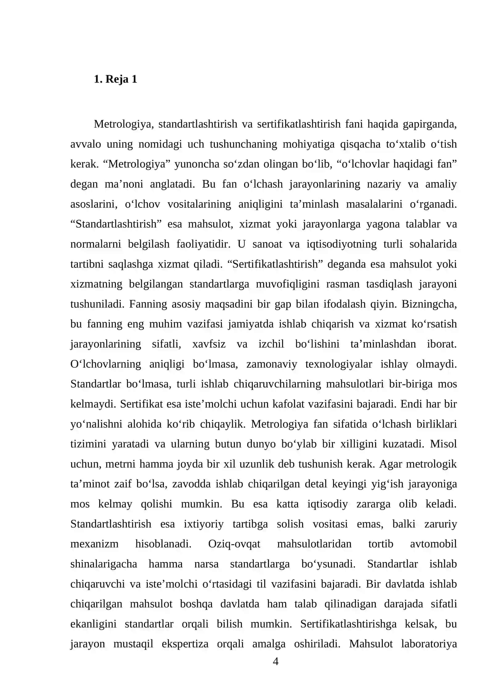 “Metrologiya, standartlashtirish va sertifikatlashtirish” fanining maqsad va vazifalari 4