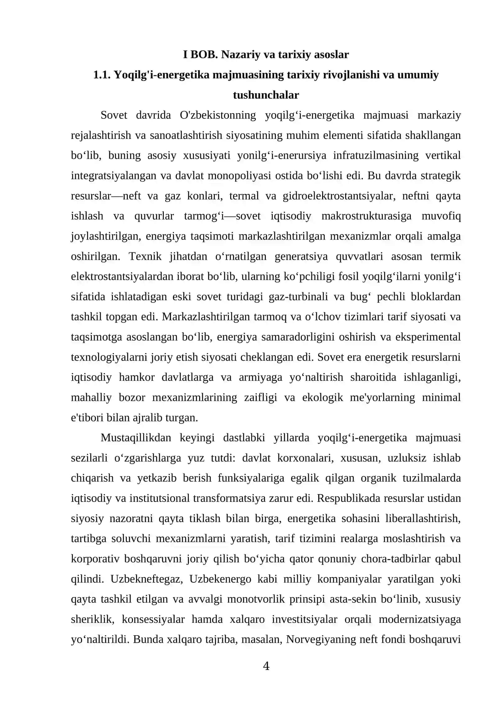 Yoqilg'i-energetika majmuasi KURS ISHI 4