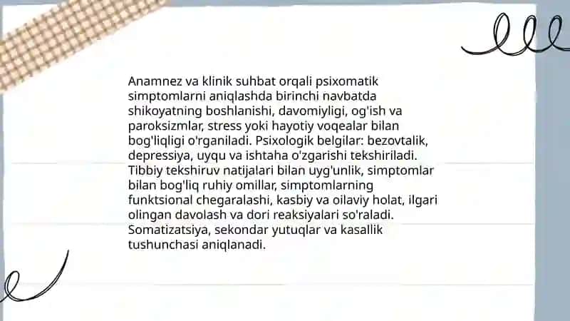 Psixomatik kasalliklarda psixodiagnostika, psixkorreksiya 4